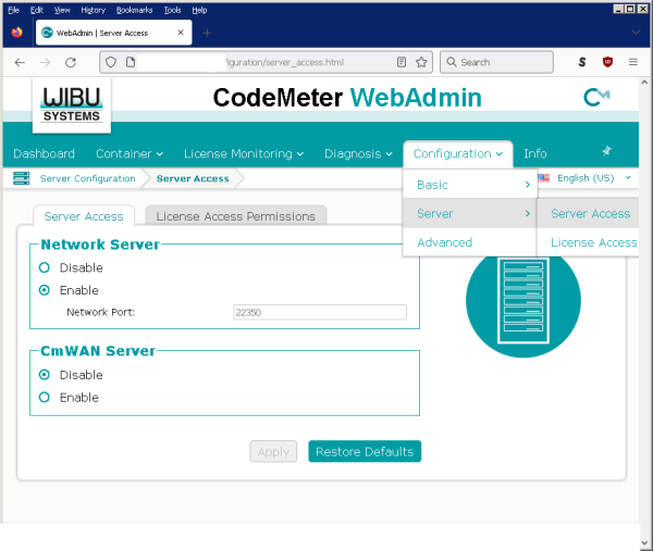 Codemeter Server Config